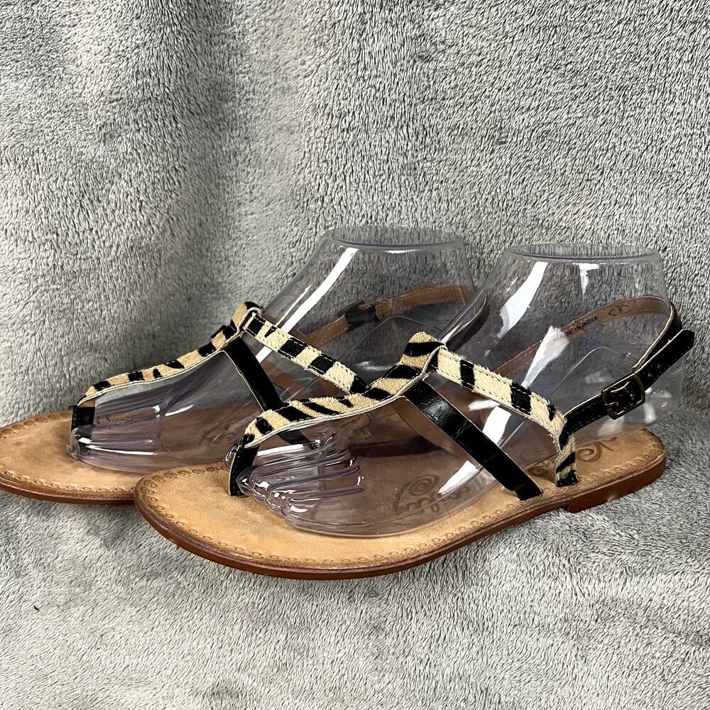 Naughty Monkey Zebra Print Gemma Flat Sandals Womens 8 Animal Print - Picture 2 of 8